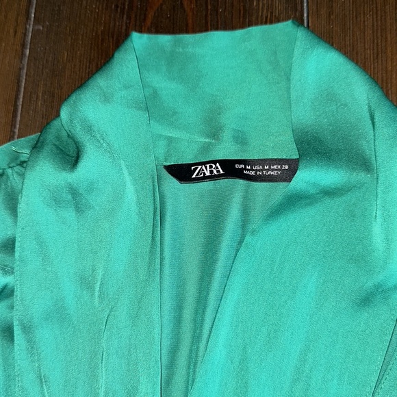 Zara Green Satin Blouse - Picture 3 of 5
